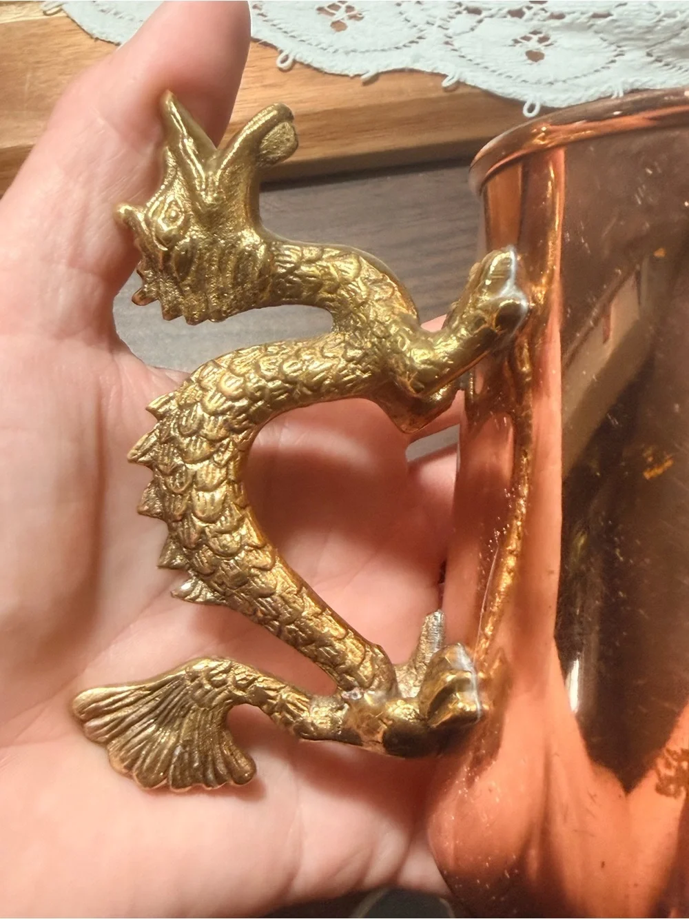 Vintage Copper Moscow Mule Mug Set - Copper Finish and brass dragon handles
